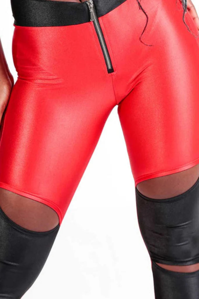 Legging Flashy Bikers Red and Black Bottom