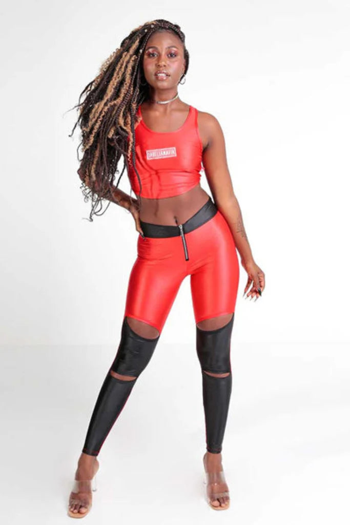 Legging Flashy Bikers Red and Black Bottom