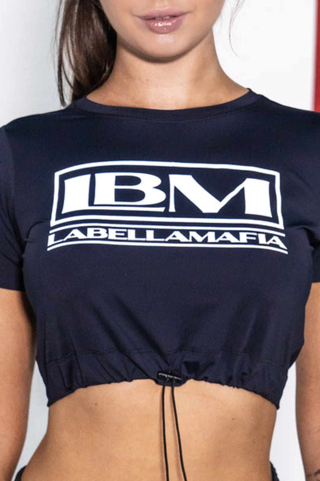 Cropped Silver Details Black