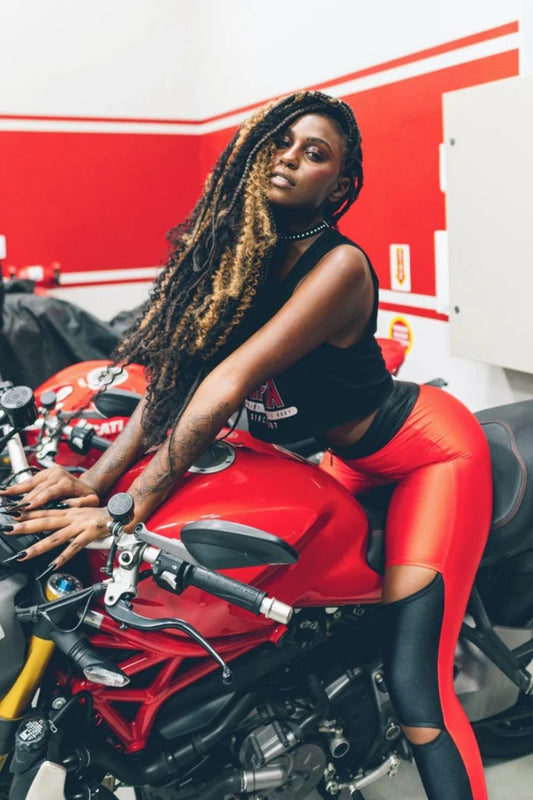Legging Flashy Bikers Red and Black Bottom