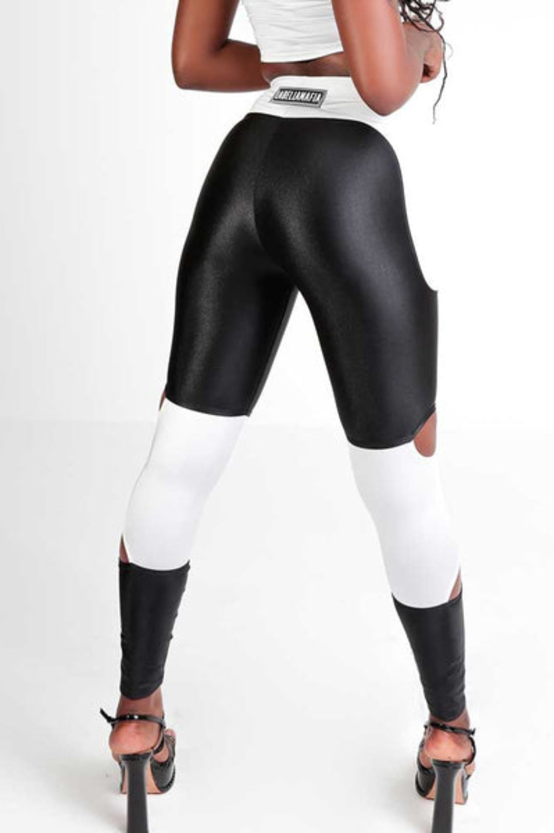 Leggingy okázalé motorkári čierno-biele
