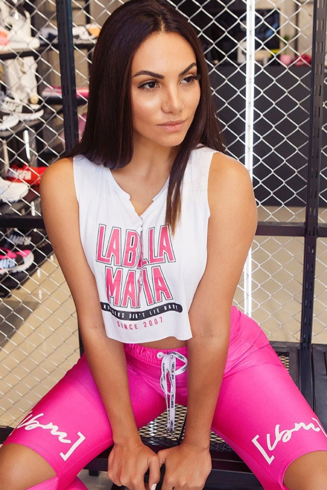 Cropped Flashy Colors White and Pink