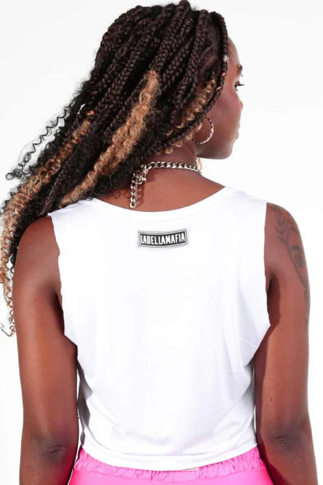 Cropped Flashy Colors White and Pink